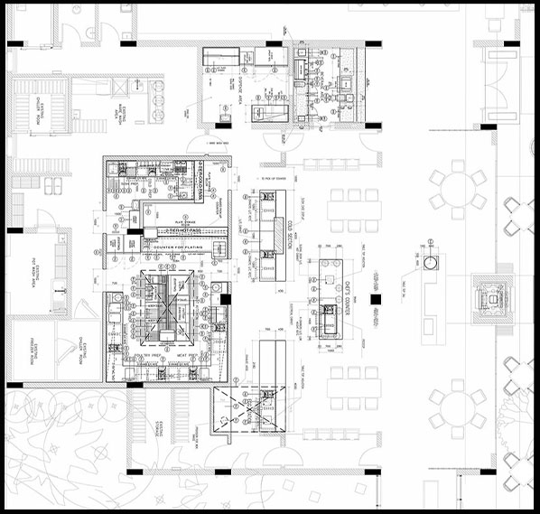 International brasserie concept kitchen layout